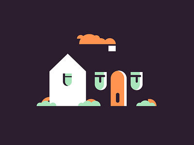 House graphic design grass house icon illustration minimal retro simple villa windows