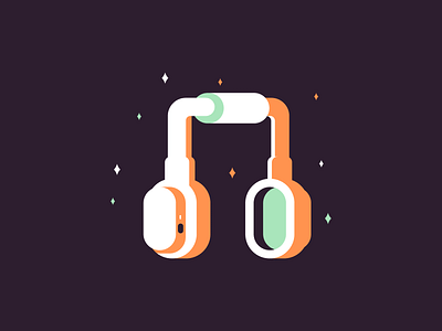 Headphones graphic design headphones icon illustration minimal music retro simple