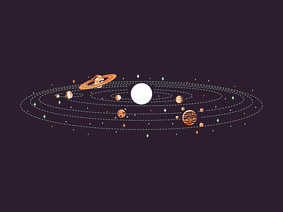 Saturn earth graphic design illustration jupiter line mars mercury minimal moon retro saturn simple sky solar system sun venus
