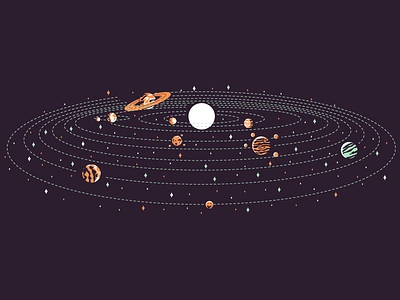 Pluto earth graphic design illustration jupiter line mars mercury minimal moon neptune pluto retro saturn simple sun uranus venus