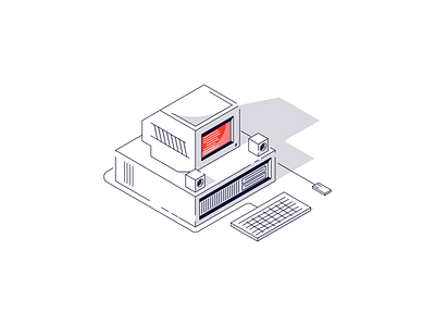 Isometric Computer computer graphic design illustration keyboard line minimal mouse pc pixel retro screen simple