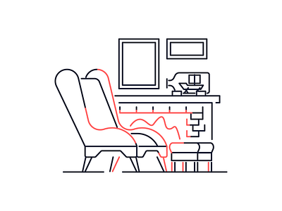 Break Corner chair fire graphic design icon illustration line minimal paintings relax ship simple