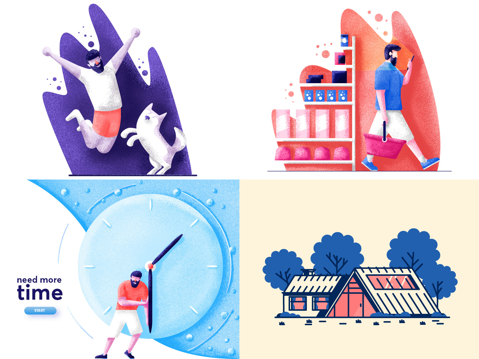 Top 4 of 2018 clock dog graphic design happy house illustration person shopping simple
