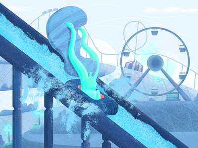Splash! amusement park design ferris wheel graphic design illustration live person roller coaster speed textures water woman
