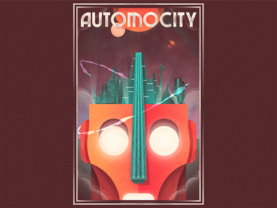 AUTOMOCITY future graphic design illustration planets retro robot robotics sci-fi science fiction stars