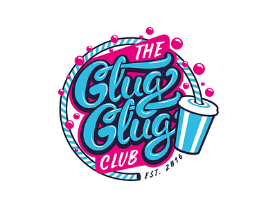 Glug Glug Club badge brand branding cocktail design drink drinking illustration juice logo logotype typography vector