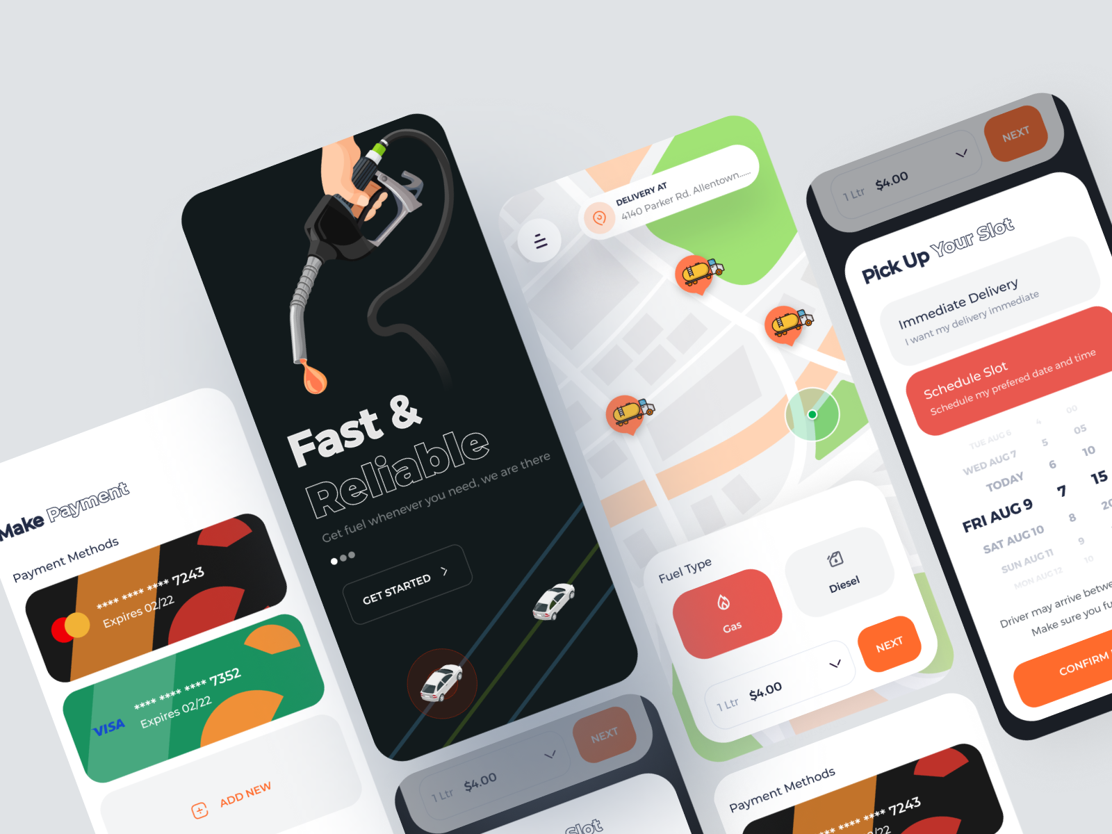 Fuel Delivery Mobile App UI Exploration by Masum Parvej for Dot Shape