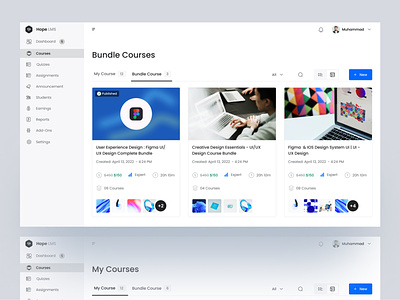 Bundle Courses - Admin bundle course clean educator learning management app lms tutor user experience user interface web app web design