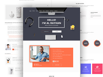 Modern Personal Web Template bangladshi clean cv web template latest web template modern website template new personal web template psd web template resume web template simple uiux