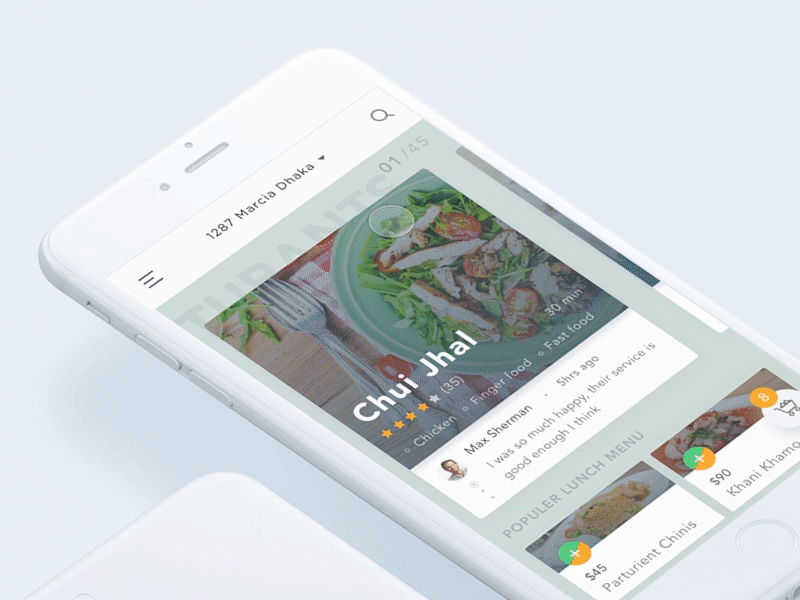 Restaurant App | Exploration clean delivery food interaction ios mapp nearby principle prototype restaurant app