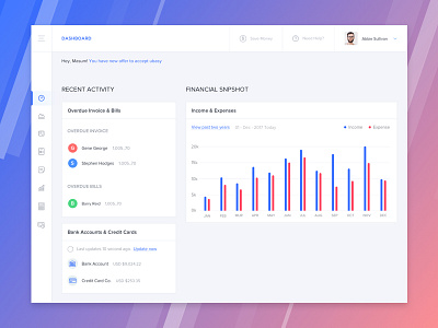 Dashboard admin analytics bank card chart clean simple color dashboard graph invoice spending