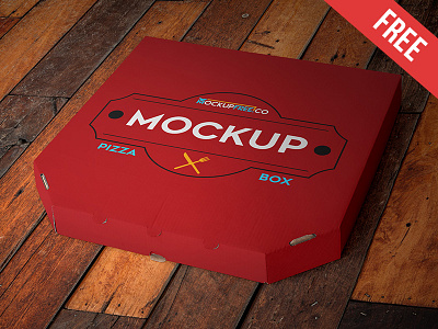Pizza Box - Free PSD Mockup box cardboard delivery eat food free mockup mockups pack package pizza product