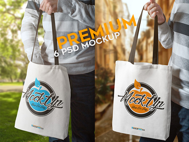 Download Fabric Eco Bag - 6 Free PSD Mockups by Mockupfree on Dribbble