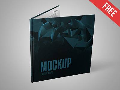 Square Book - Free PSD Mockup book clean cover education free mockup mockups page paper product square book