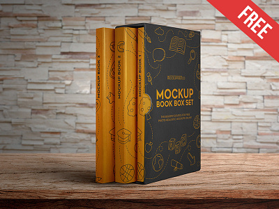 Book Box Set – 2 Free PSD Mockups book box cover free mockup mockups paperback product school set students study
