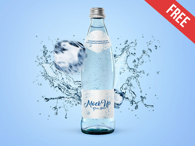 Glass bottle with mineral water mockup - Smarty Mockups