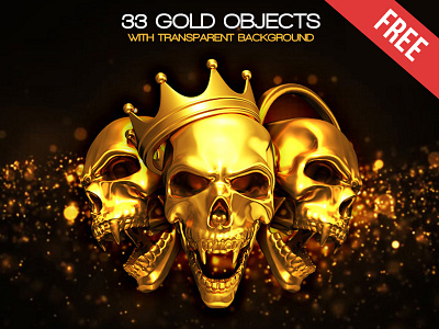 33 Free 3d Render Gold Objects Isolated in PNG bird bush cassette champagne free gold headphone piranha png skull spray whiskey