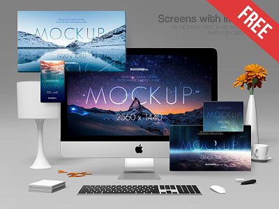 Screens with iMac Pro – 2 Free PSD Mockups