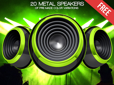 20 Free 3d Render Speakers Isolated in PSD colorful equalizer isolation loudspeaker metal mockup music png psd speaker volume