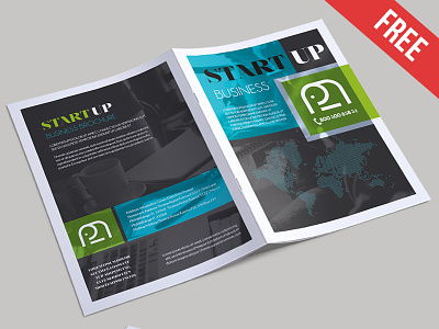 Free Startup Business Bi-Fold PSD Brochure Template bi fold brochure business brochure download freebie psd brochure psd busines template