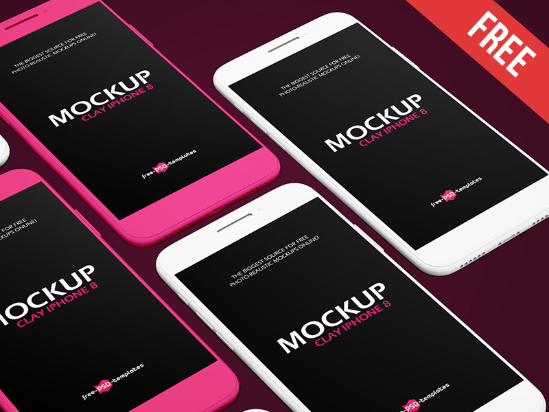 Download Free Clay iPhone 8 Mock-up in PSD by Mockupfree on Dribbble