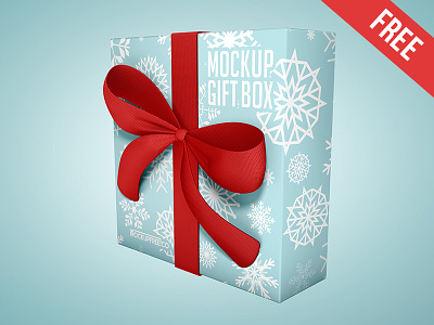 Gift Box – 3 Free PSD Mockups box christmas free gift mockup mockups packaging presentation product ribbon santa xmas