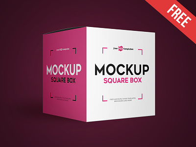 Free Square Box Mock-up in PSD box container cube free gift mockup mockups paper paper cube present product square box