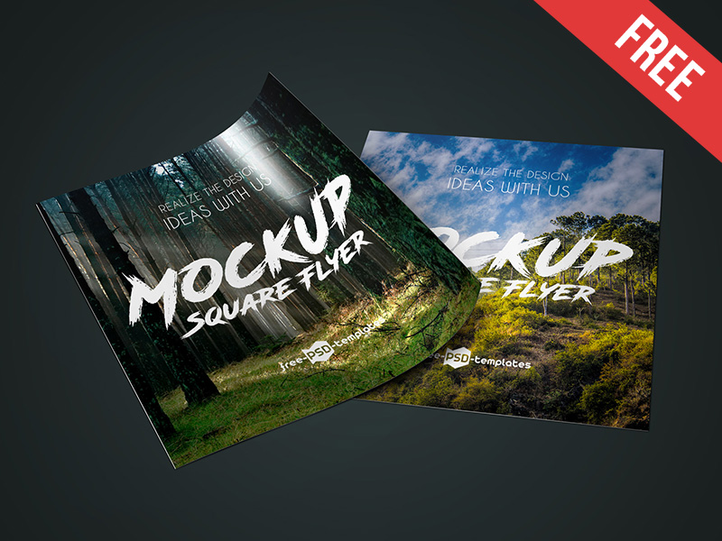 Download 2 Free Square Flyer Mock-ups in PSD by Mockupfree on Dribbble