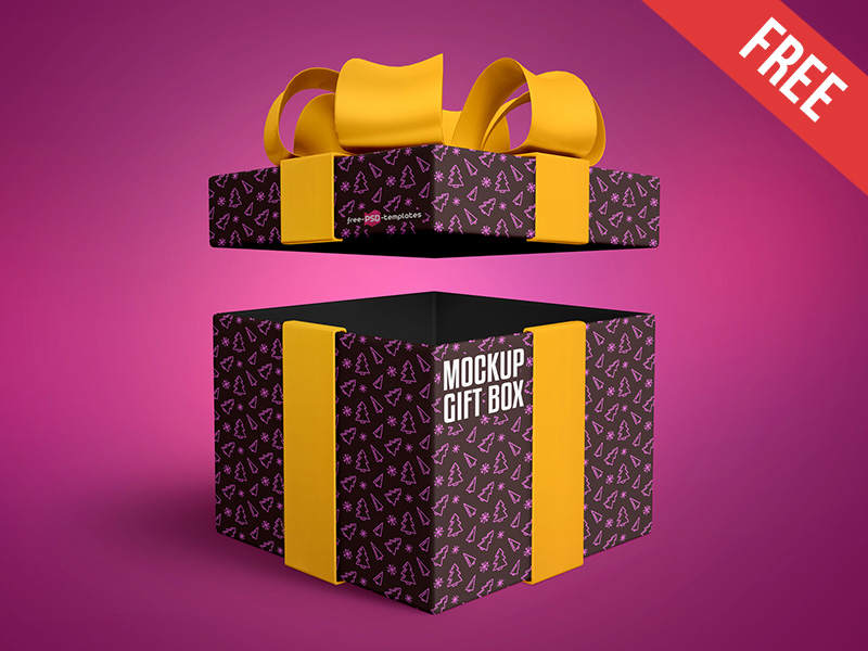 Download Free Gift Box Mock-up in PSD by Mockupfree on Dribbble