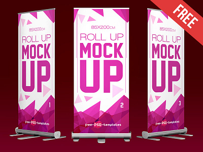 Free Roll Up Mock-up in PSD advertising free mockup mockups product roll up roll up banner roll up signage showcase signage stand display