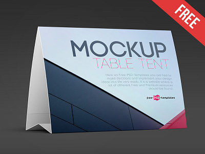 Free Table Tent Mock-up in PSD cafe clean food free mockup mockups paper product restaurant table table card table tent
