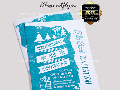 New Year Invitation – Free Bi-Fold PSD Brochure Template bifol christmas christmas invitation free new year