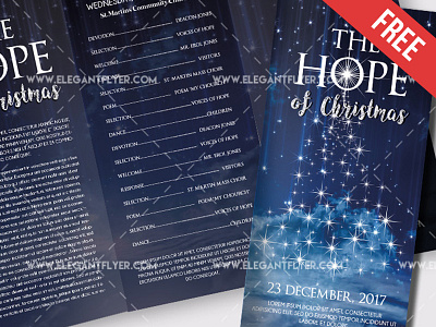 Free Hope Christmas Program – Tri-Fold PSD Brochure Template christmas free hope marry christmas