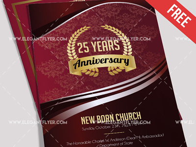 Free – Pastor Anniversary Bi-Fold PSD Brochure Template anniversary church service free pastors appreciation