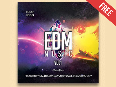 Edm Music – Free CD Cover PSD Template cd cd cover dance edm music party
