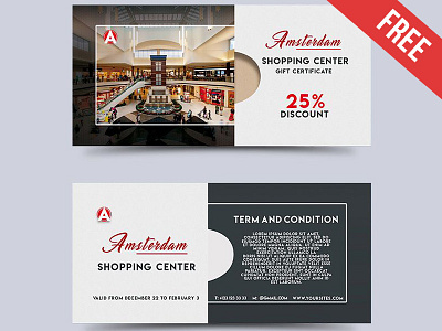 Shopping Center – Free Gift Certificate PSD Template center gift gift certificate shop shopping center shoppping