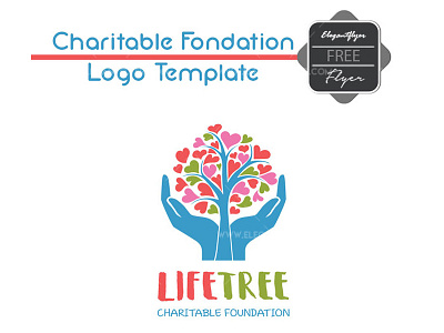 Charitable Fondation – Free Logo Template beautiful charitable foundation charity color cute download free good hands heart icon illustrator