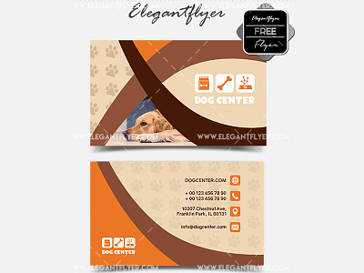 Dog Center – Free Business Card Templates PSD business card pet center