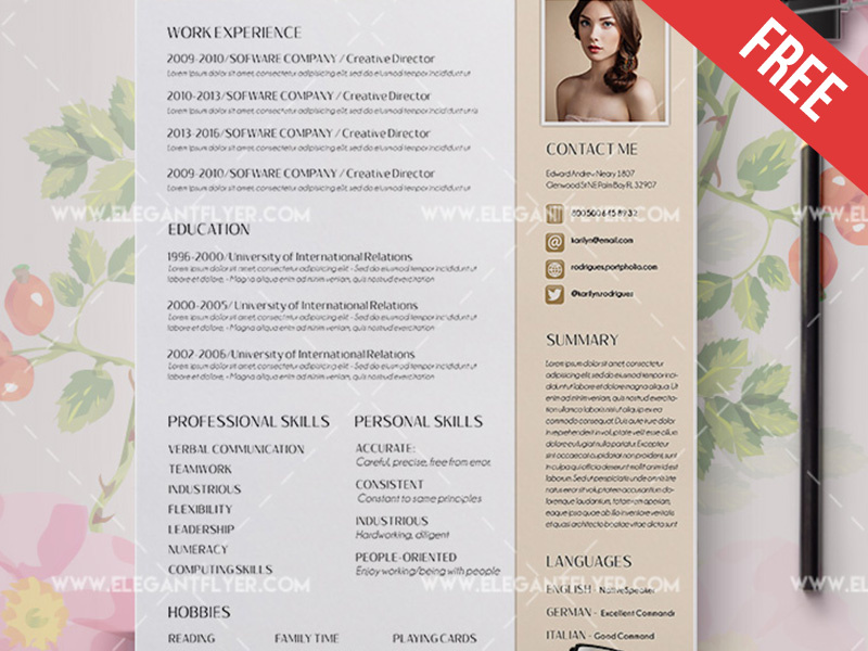 Free Work Resume Template – CV and Cover Letter resume cv cover letter