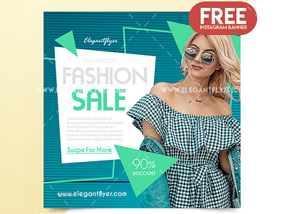 Fashion Sale – Free Instagram Banner ads advertising banner blue classy discount gift girl instagram logo marketing sale