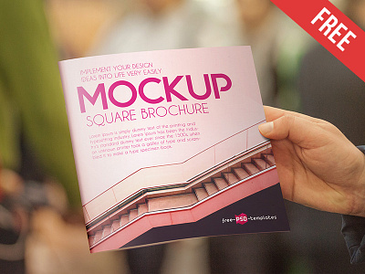 2 Free Square Brochure Mock-ups in PSD book booklet brochure catalog free hand journal magazine mockup mockups product