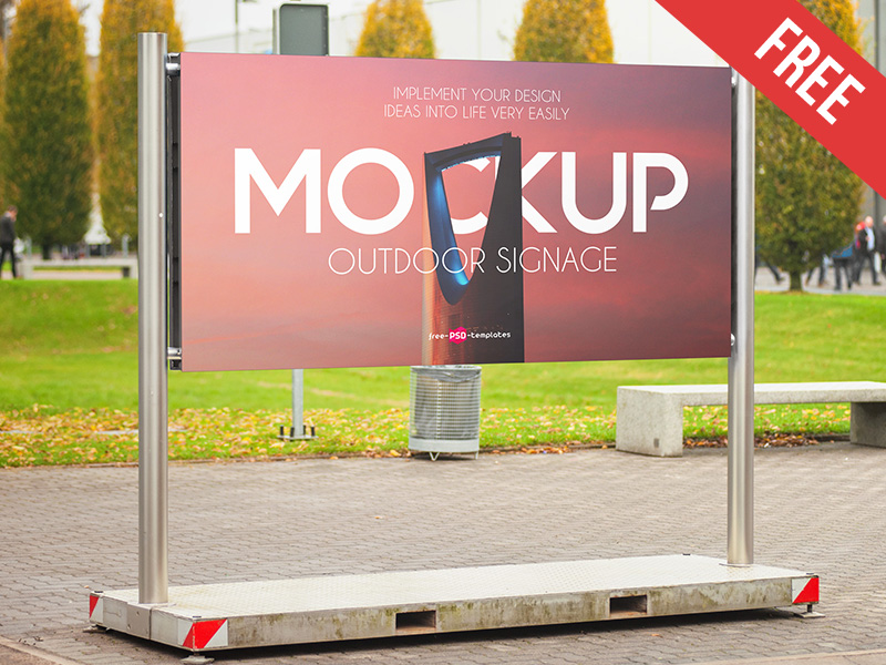 Download Free Outdoor Signage Mock-up in PSD by Mockupfree on Dribbble