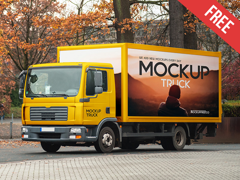 Download Truck - Free PSD Mockup by Mockupfree on Dribbble