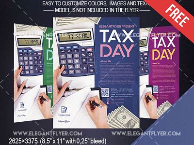 Free Tax Day Flyer Template blue calculator money paper pen tax tax day work workplace