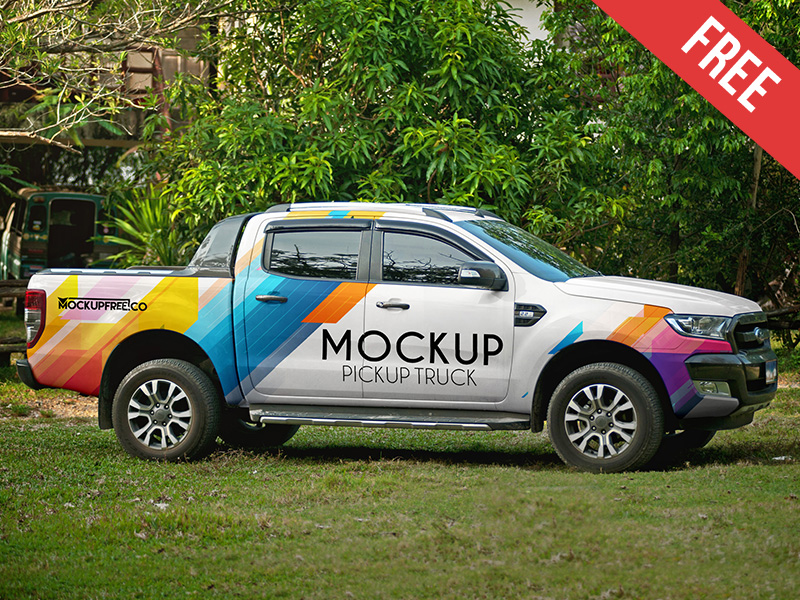 Download Pickup Truck - 2 Free PSD Mockups by Mockupfree on Dribbble