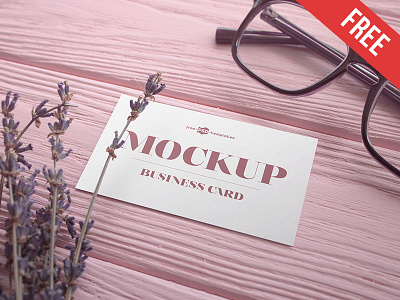 2 Free Business Card V02 Mock-ups in PSD business business card flowers free glasses mockup mockups pink product stationery tender wood