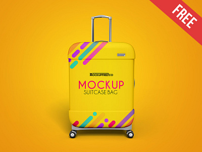 Suitcase Bag – 3 Free PSD Mockups 3d bag baggage free mockup mockups product suitcase bag tour tourist travel
