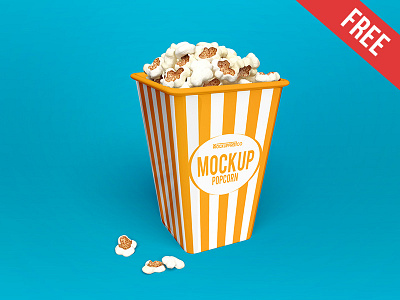 Popcorn V02 – 3 Free PSD Mockups carton cinema container corn eat food free fun mockup mockups popcorn product