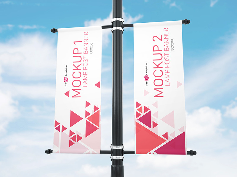 Download Free Lamp Post Banner Mock-up in PSD by Mockupfree on Dribbble