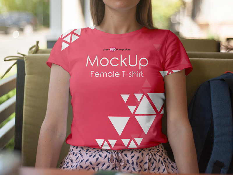 Download Free Female T-shirt Mock-up in PSD by Mockupfree on Dribbble